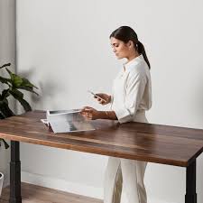 Premium Standing Desk The Sway Desk In Solid Walnut In 2020 Solid Walnut Adjustable Standing Desk Standing Desk