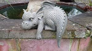 Gartendrache Kantenhocker Links Drache Figur Gargoyle Figur Statuen Drachen