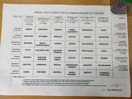 Rainbow Fm Duty Chart Of Rjs From 05 08 2019 To 11 08 2019