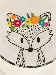 I love two piece sleeves and piecing on the back, all in all it's a nice pattern. Hand Embroidery Pdf Pattern Floral Crown Fox Design Digital Etsy Animal Embroidery Animal Embroidery Designs Hand Embroidery