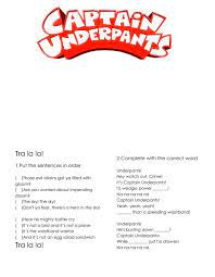 How much do you know about this unusual superhero? Captain Underpants Worksheet