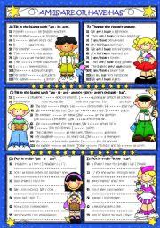 english exercises have has am is are