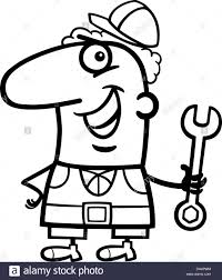 Handyman Mechanic Plumber Cartoon Character Black And White Stock Photos Images Alamy