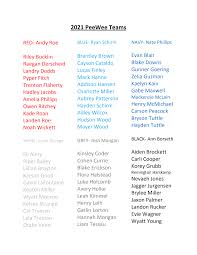 2021 PeeWee Teams