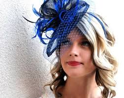 Royal Blue & Navy Fascinator, Womens Tea Party Hat, Hat With Veil, Kentucky  Derby Hat, Fancy Hat, Tea Party Hat, Wedding Hat, British Hat