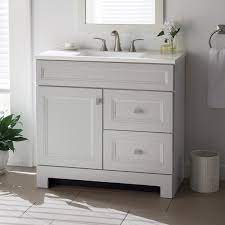 Modern bathroom vanities often have sleek handles and simple cabinets, which can complete your bathroom with a simple and elegant design. Home Decorators Collection Sedgewood 36 1 2 In Configurable Bath Vanity In Dove Gray With Solid Surface Top In Arctic With White Sink Pplnkdvr36d The Home Depot