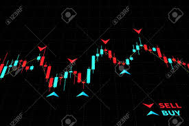 forex trading indicators vector illustration on black background