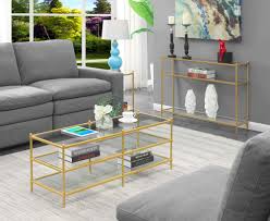 It can be used as a coffee table, round sofa table, end table, cocktail table, office table, etc. Convenience Concepts Royal Crest 3 Tier Coffee Table Clear Glass Gold Buy Online In Angola At Angola Desertcart Com Productid 171434845
