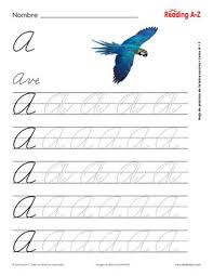 Cursive letters of the alphabet in upper and lowercase to trace, with arrows to follow. Spanish Alphabet Letter Formation Practice Worksheets Reading A Z