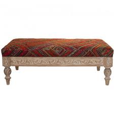 Piper modern glam tufted velvet ottoman bench by christopher knight home. White Wash Carved Upholstered Seat Bench