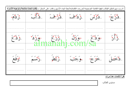 أوراق عمل للصفوف الأولية مرحلة ابتدائية لغة عربية الفصل الثاني المناهج السعودية
