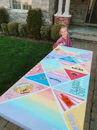 Painted Beer Pong Table Diy Victoria Veneziano In 2020 Beer Pong Table Painted Beer Pong Table Diy Beer Table