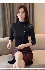 Trendy Womens Button-Down Blouse - Korean Fashion Top, Solid Stand Collar,  Harajuku Style, Plus Size Available from Dhgate Womens Blouses & Shirts -  price 31.29