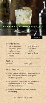 Pearfect Storm Bosc Pear Cocktail Recipe From The Seasons 52 Autumn Menu Pear Drinks Pear Cocktails Cocktail Recipes