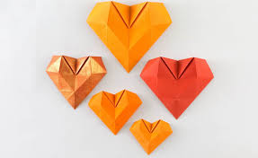 Vorlage herz grußkarte ideen mit herz. 3d Origami Herz Faltanleitung Anleitung Fur Dreidimensionale Herzen