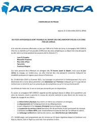 Mais attention, il faudra montrer patte blanche. Air Corsica Communique De Presse Suite Aux Facebook
