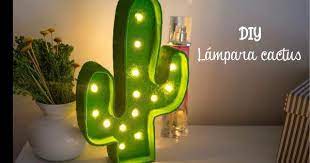 Cactus hecho en cartón doble con base en cartulina. Lampara Cactus Led Manualidades