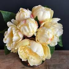 Peony faux flowers discount code. Tied Bunch Of 7 Yellow Artificial Peonies Faux Silk Peony Flowers Ebay