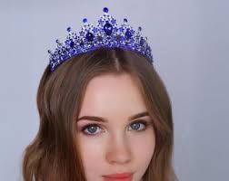 Blue Crystal Baroque Crown: Victorian Sapphire Tiara