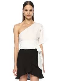 Dor Raw Luxury Dor Raw Luxury Kadin Beyaz Yani Bagcikli Tek Kol Crop Keten Bluz S Eu Bluz Kadin Magazalar