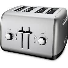 Kitchenaid 4 Slice Silver Wide Slot Toaster With Crumb Tray And Shade Control Settings Kmt4115cu The Home Depot Kitchenaid Toaster Four Slice Toaster Kitchen Aid