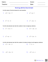 Algebra 2 Worksheets Quadratic Functions And Inequalities Worksheets Quadratics Quadratic Functions Algebra