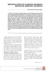 Identification of Learning Disabled Bilingual Hispanic Students