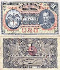 Billete De Colombia 1890 1900 1 Peso Billetes Colombianos Billetes Billetes De Banco