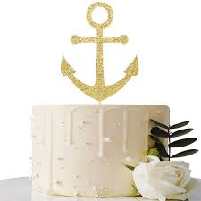How to decorate such a party? Gold Glitter Ship Anchor Cake Topper For Baby Shower Nautical Themed Party Navy Themed Bon Voyage Navy Wedding Party Decorations Supplies Cake Toppers Cake Cupcake Toppers Rayvoltbike Com