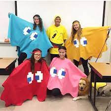 Easy And Fun Diy Group Costume For Halloween Pacman And The Ghosts Halloween Costumes For Work Group Halloween Costumes Halloween Costumes