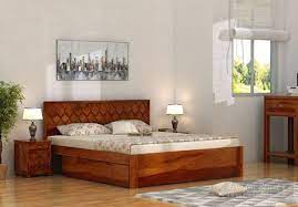 Buy Montana Bed With Storage King Size Honey Finish Online In India Wooden Street Bed Furniture Design Wood Bed Design Bed Storage