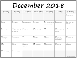 December 2018 Calendar With Funny Holidays Holiday Calendar National Holiday Calendar Printable Calendar