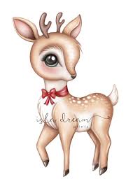 Felicie The Reindeer Isla Dream Prints Baby Animal Drawings Reindeer Drawing Cute Drawings