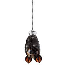 Hand Blown Glass Bat Fan Pull Hand Blown Sleep Bats Fruit Bats Hanging Upside Down Bats Fans Chain For Easier Access Glass Blowing Hand Blown Glass Fan Pulls
