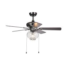 Aequor 1 Light Glass And Crystal 5 Blade 53 Inch Pear Black Ceiling Fan 2 Color Option Blades Ceiling Fan Black Ceiling Fan Ceiling Fan With Remote