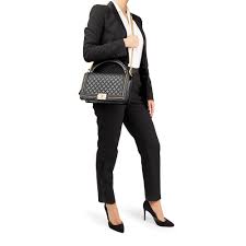 Chanel lambskin with antique gold hardware. Chanel New Medium Le Boy With Handle 2017 Hb1694 Second Hand Handbags