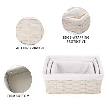 I always try to think of anything that our guests may need and provide it for them to make them feel. Hosroome Handmade Bathroom Storage Baskets Set Shelf Baskets With Liner Woven Decorative Home Storage Bins Decorative