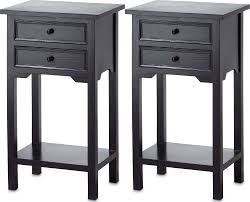 2 Small Black End Side Bedside Table Bedroom Nightstand 2 Drawer Shelf 27 Tall Bedroom Night Stands Small Bedside Table Side Tables Bedroom