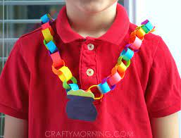 Rainbow Pot Of Gold Chain Necklace Craft Crafty Morning St Patricks Day Crafts For Kids St Patricks Crafts St Patrick S Day Crafts