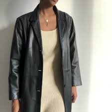 Vintage Black Leather Long Jacket 90 S Black Leather Etsy Leather Jacket Outfits Vintage Leather Jacket Black Leather Jacket