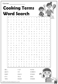 Awesome Cooking Terms Word Search English Worksheets For Kids Exercise For Kids Word Find