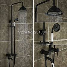 Free Shipping Bathroom Black Shower Mixer Wall Mounted Single Handle With Ceramic Hand Shower Antiq Bath Shower Mixer Taps Bath Shower Mixer Shower Mixer Taps