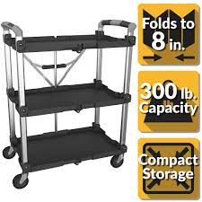 Maybe you would like to learn more about one of these? Pack N Roll 3 Shelf Collapsible 4 Wheeled Multi Purpose Xl Resin Utility Cart In Black Grey 85 189 The Home Depot