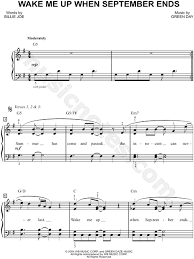Green Day Wake Me Up When September Ends Sheet Music Easy Piano In G Major Download Print Sheet Music When September Ends Violin Music