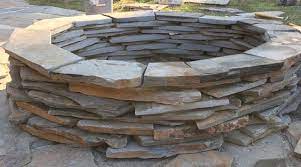 Our Stacked Stone Fire Pit Made From The Left Over Stone From Our Patio Stone Fire Pit Fire Pit Patio Fire Pit Backyard
