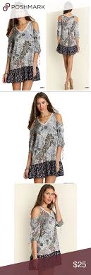 Umgee Bohemian Cold Shoulder Mini Dress C3211 Model Is 58