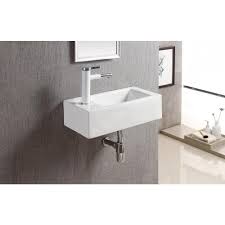 Elanti Wall Mounted Right Facing Rectangle Bathroom Sink In White Ec9899 R The Home Depot In 2020 Small Bathroom Sinks Sink Wall Mounted Bathroom Sinks