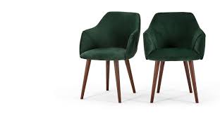 Set of 2 dining chairs mid century kitchen chairs velvet leisure chairs side chairs pink fashionable appearance: 2 X Lule High Back Carver Chairs Pine Green Velvet Made Com Eettafel Stoel Eetkamerstoelen Eetkamerstoelen Grijs