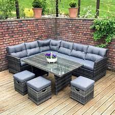 W134 and w142 × d60 × h75 cm. Oren Napoli 6 9 Seater Rattan High Back Corner Sofa Dining Set