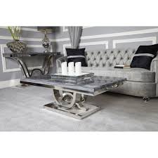 Bring home a grey coffee table for an elegant addition. Ven003 Venus Grey Marble And Chrome Coffee Table